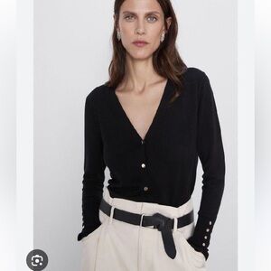 Zara Women Knit cardigan with buttons 8851/127 Black